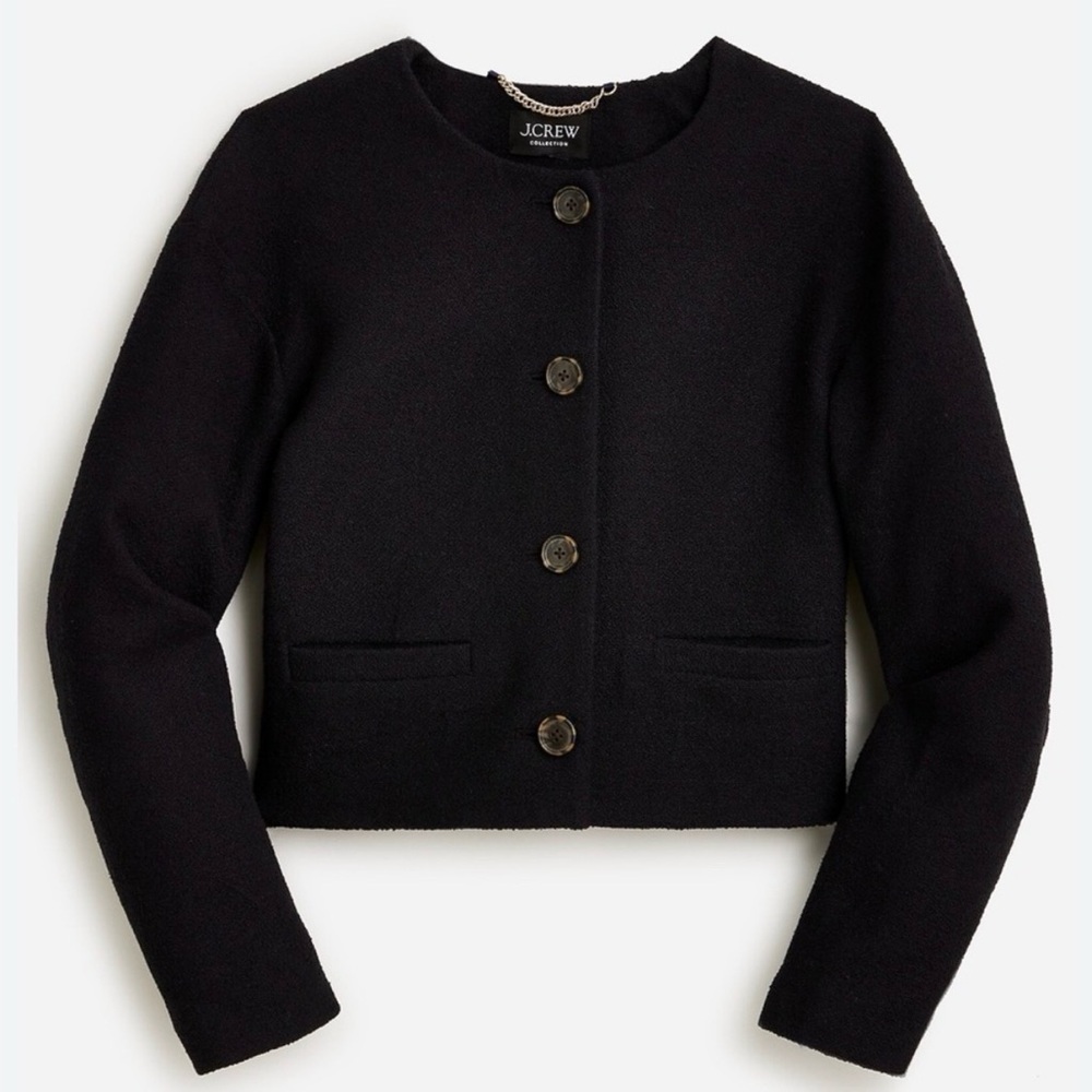 J. Crew Collection  Women's Black Boucle Blazer cropped size 2